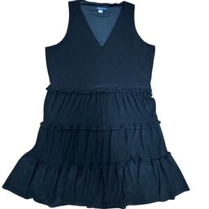 Tommy Hilfiger Black Tiered Ruffle Dress, Sleeveless, V-Neck, Size 10